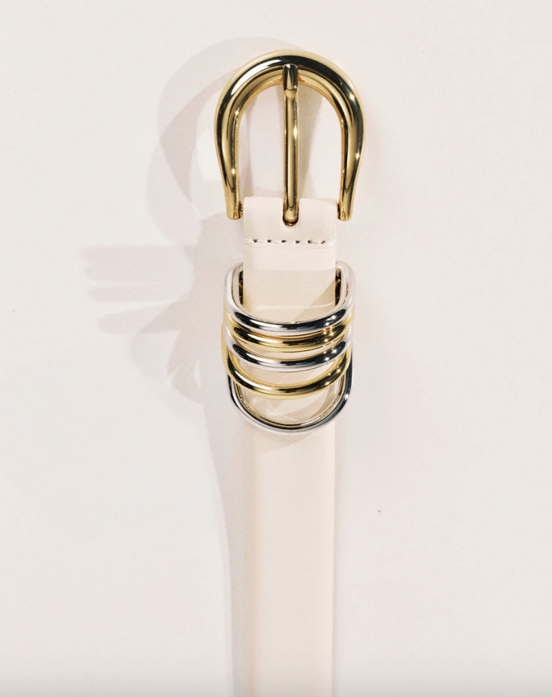 Déhanche - Hollyhock Mixed Metal Belt - Ivory/Silver/Gold