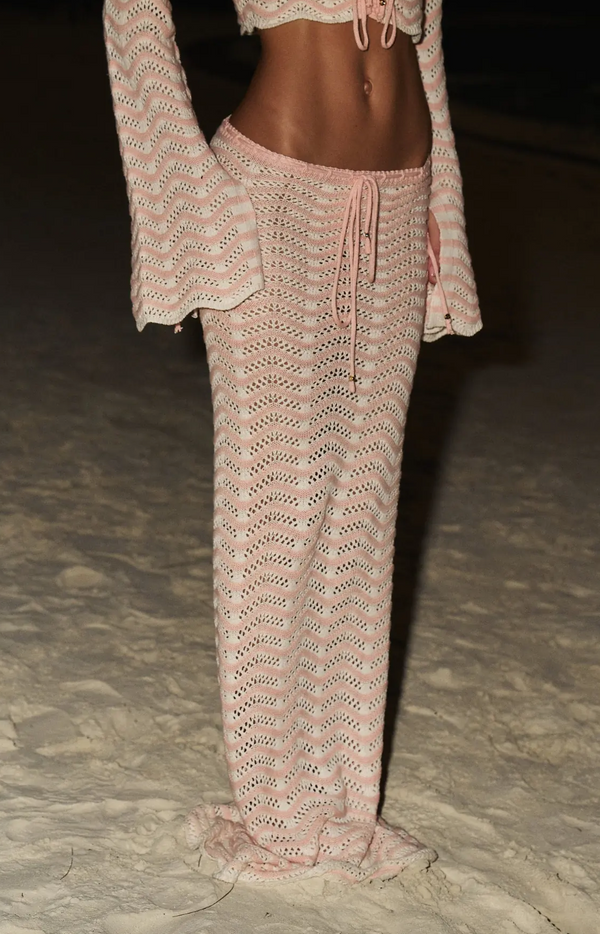 Bananhot - Miana Skirt - Knitted Pink Stripes