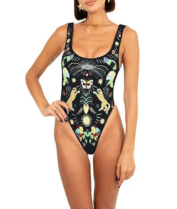 Oceanus - Willow Beaded One Piece Swimsuit - Black