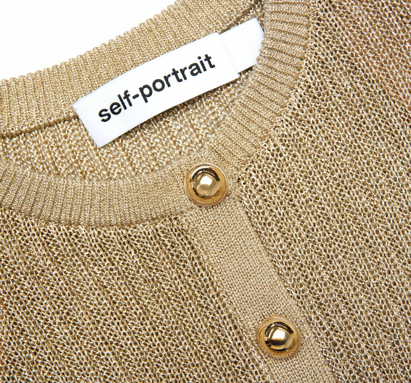 Self-portrait - Lurex Knit Mini Dress - Gold