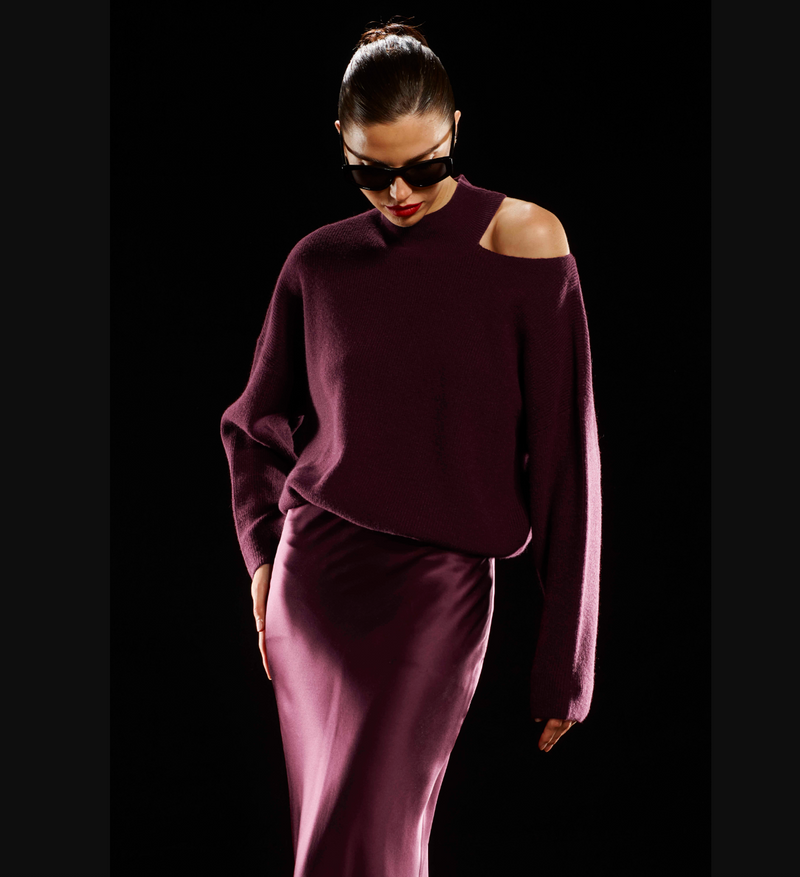 The Sei - Open Shoulder Sweater - Merlot