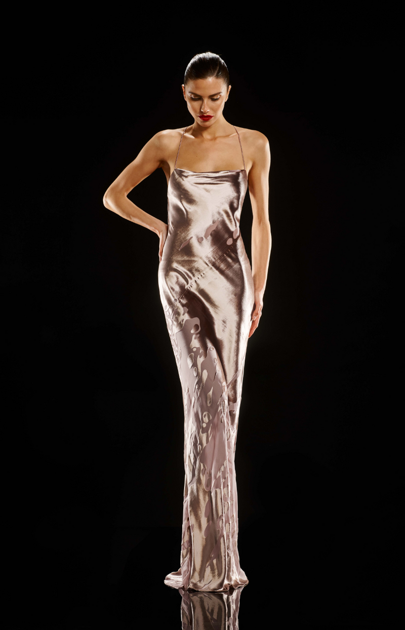 the sei silk dress NEW The Sei Twist Cowl Ruched Gown in Shell SATIN SILK DRESS STRAPPY SIZE 4 *JJ