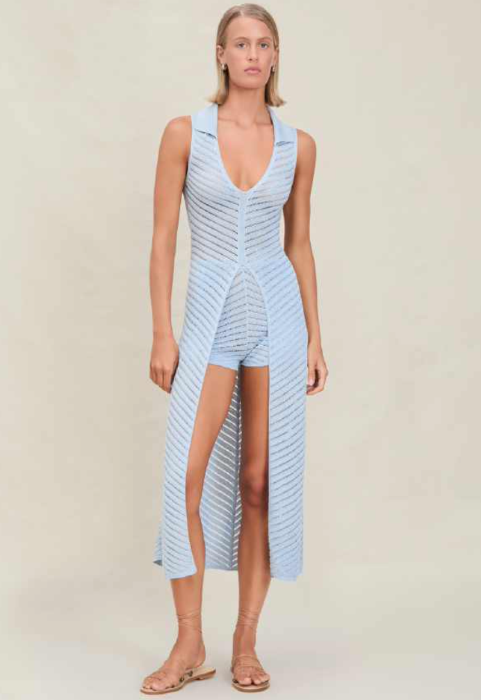 Devon Windsor - Gretta Metallic Knit Robe - Azure