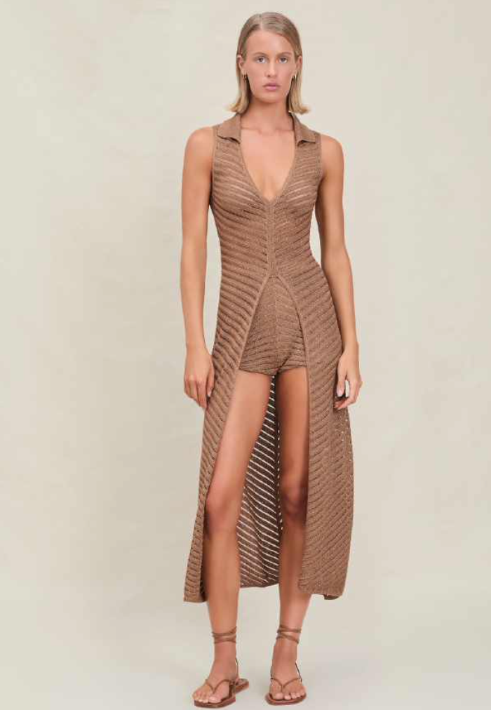 Devon Windsor - Gretta Metallic Knit Robe - Truffle