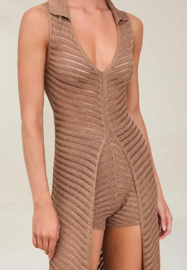 Devon Windsor - Gretta Metallic Knit Robe - Truffle