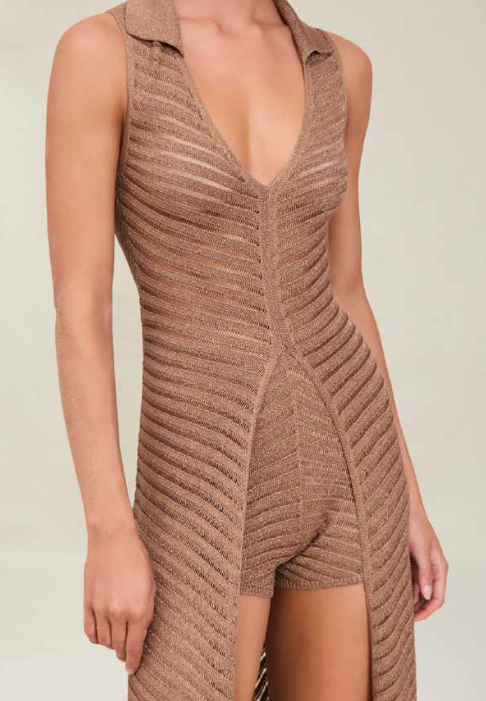 Devon Windsor - Gretta Metallic Knit Robe - Truffle