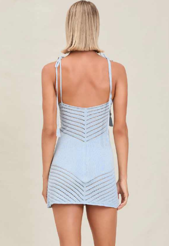 Devon Windsor - Halle Metallic Knit Dress - Azure