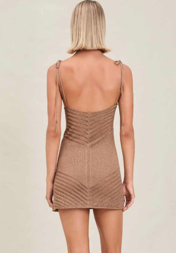 Devon Windsor - Halle Metallic Knit Dress - Truffle