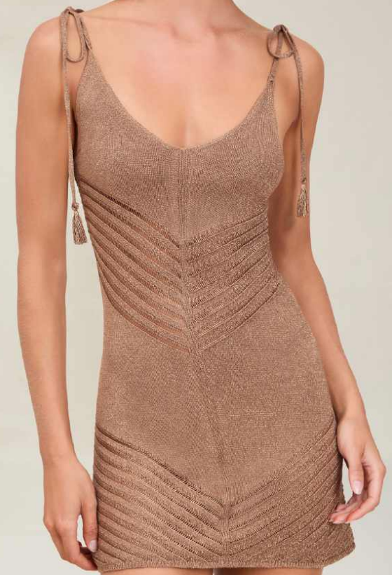 Devon Windsor - Halle Metallic Knit Dress - Truffle