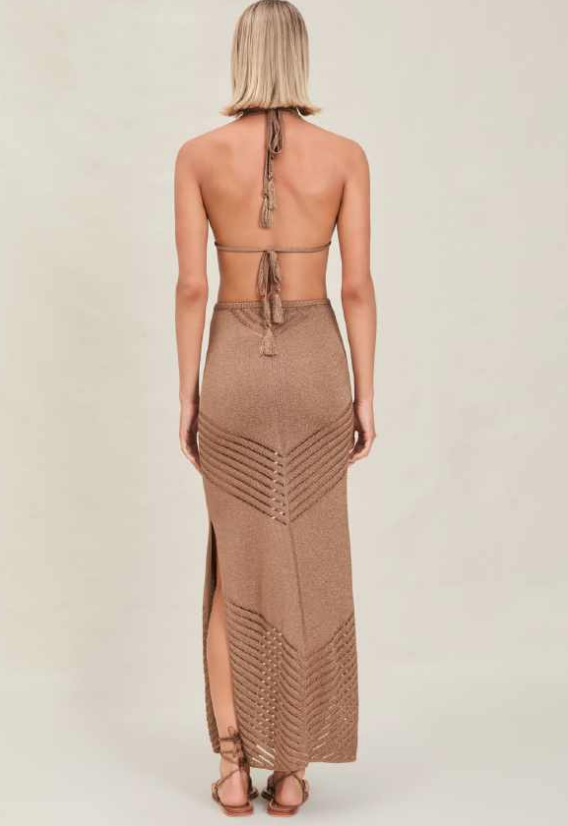 Devon Windsor - Bria Metallic Knit Skirt - Truffle