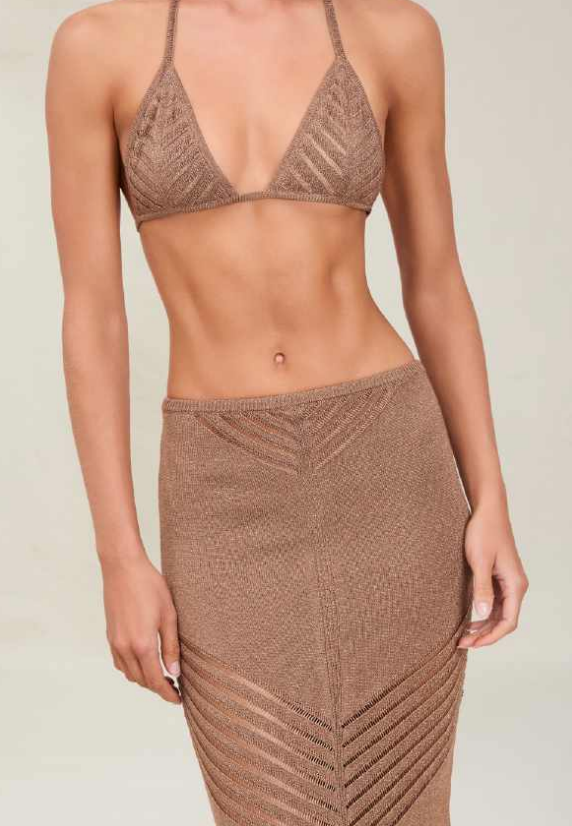 Devon Windsor - Bria Metallic Knit Skirt - Truffle