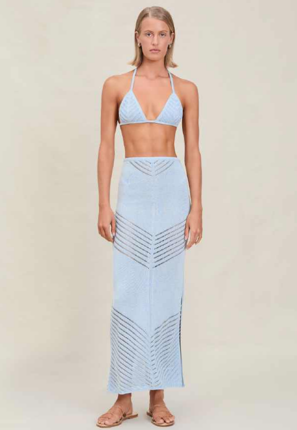 Devon Windsor - Bria Metallic Knit Skirt - Azure