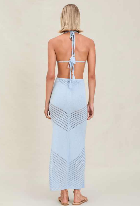 Devon Windsor - Bria Metallic Knit Skirt - Azure