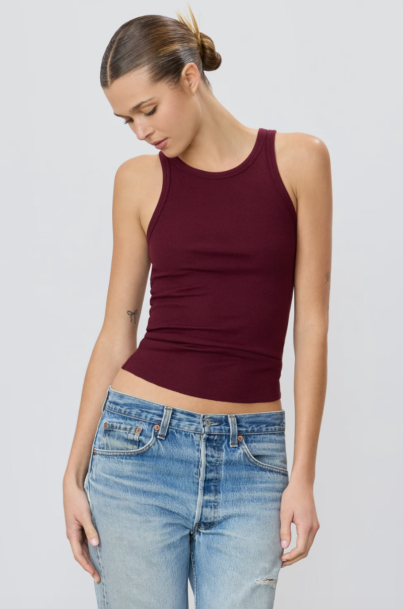 Eterne - High Neck Fitted Tank - Oxblood