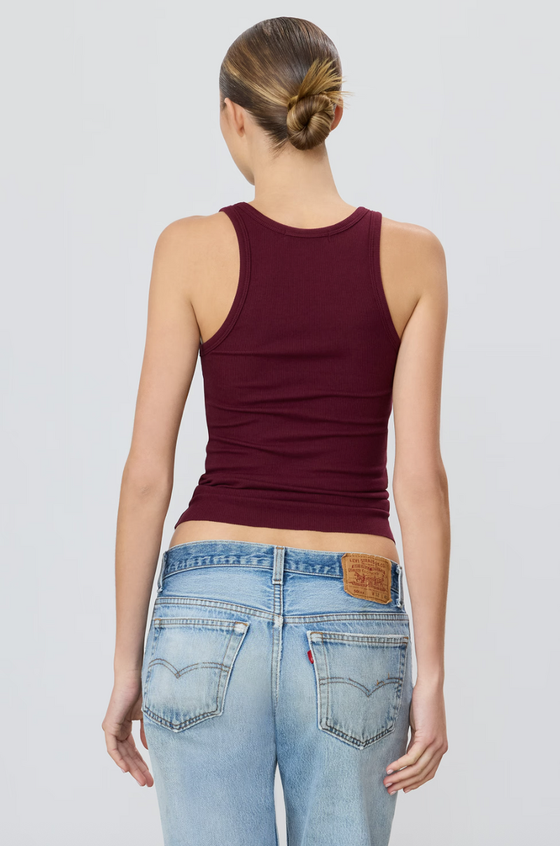 Eterne - High Neck Fitted Tank - Oxblood