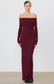 Eterne - Long Sleeve Off-Shoulder Maxi Dress - Oxblood