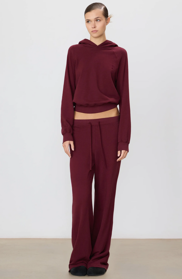Eterne - Drawstring Wide Leg Sweatpant - Oxblood