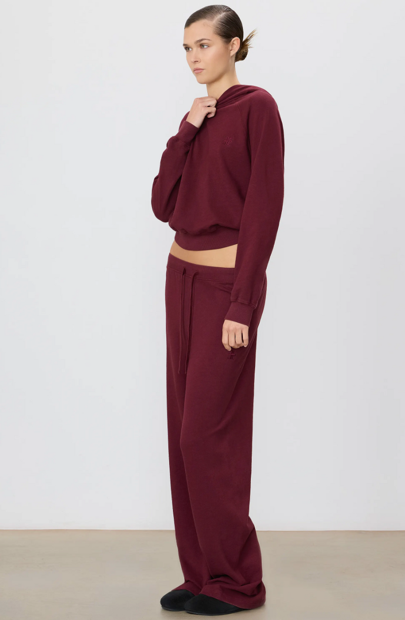 Eterne - Drawstring Wide Leg Sweatpant - Oxblood