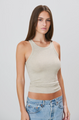 Eterne - High Neck Fitted Tank - Heather Oatmeal