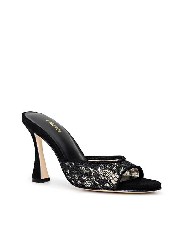 L’agence - Avery Lace Open-Toe Mule - Black Lace