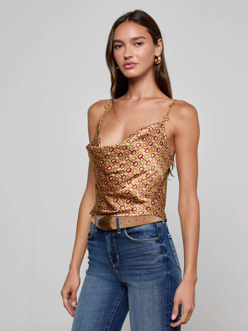L'agence - Calista Silk Camisole - Multi Allover Horse Bit