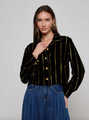 L'agence - Cosette Velvet Shirt - Black/Gold Stripe