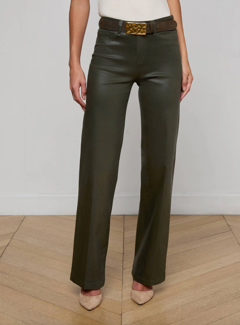 L'agence - Scottie Wide-Leg Jean - Deep Olive Coated