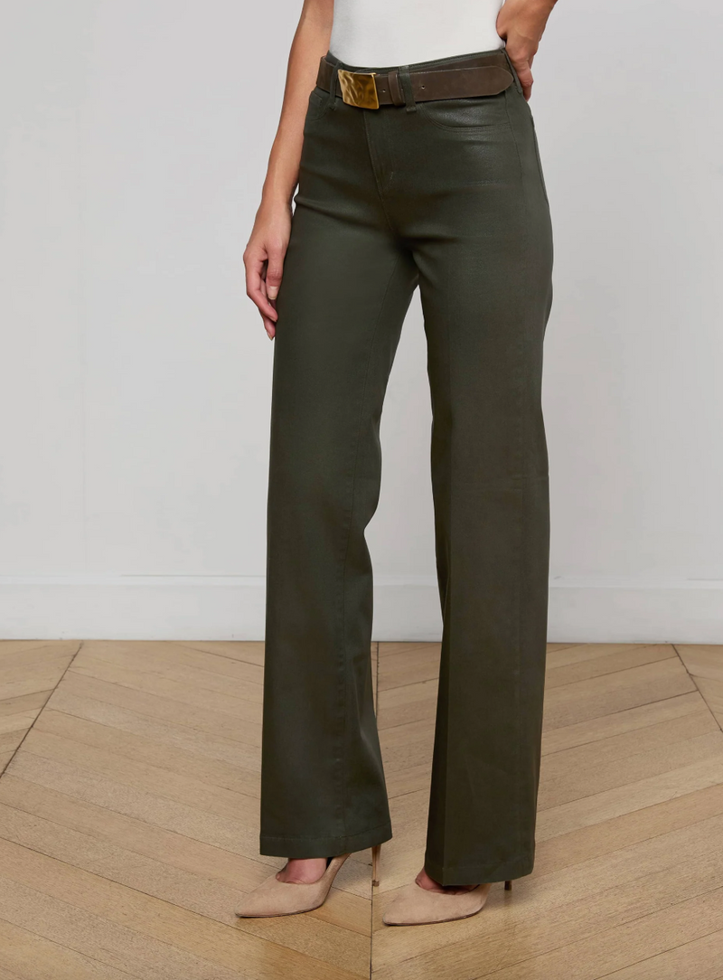 L'agence - Scottie Wide-Leg Jean - Deep Olive Coated