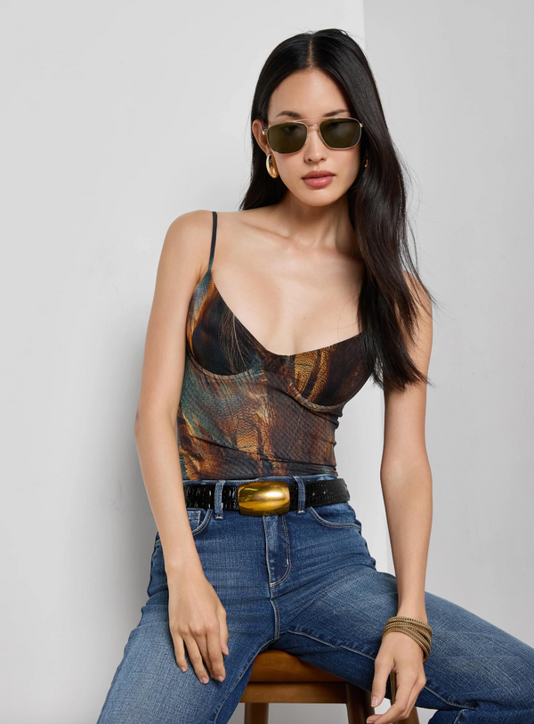 L'agence - Elowen Underwire Bodysuit - Teal Mix Feather