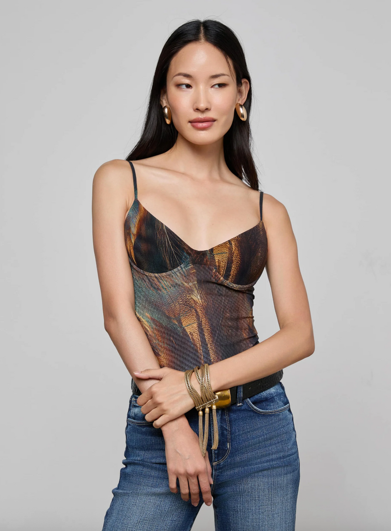 L'agence - Elowen Underwire Bodysuit - Teal Mix Feather