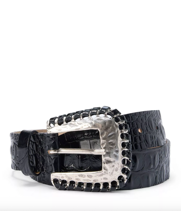 L’agence - Brisa Laced Croc Embossed Belt - Black Croc