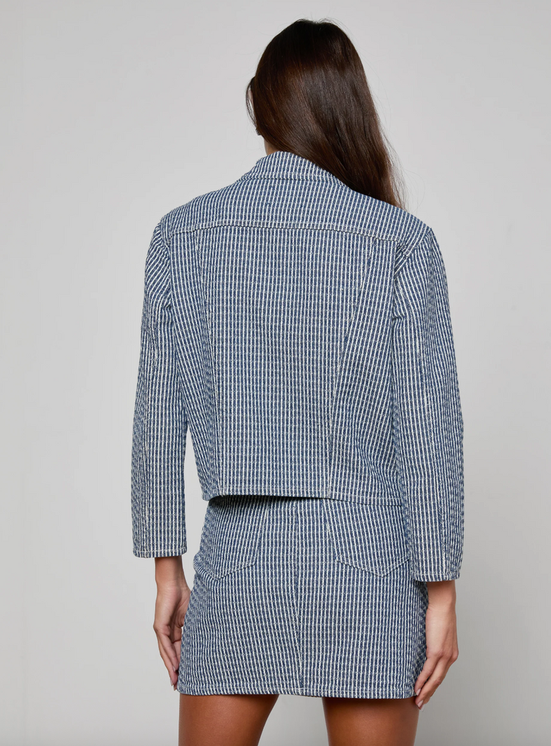 L’agence - Nelly Cropped Jean Jacket - Vista Blue Stripe