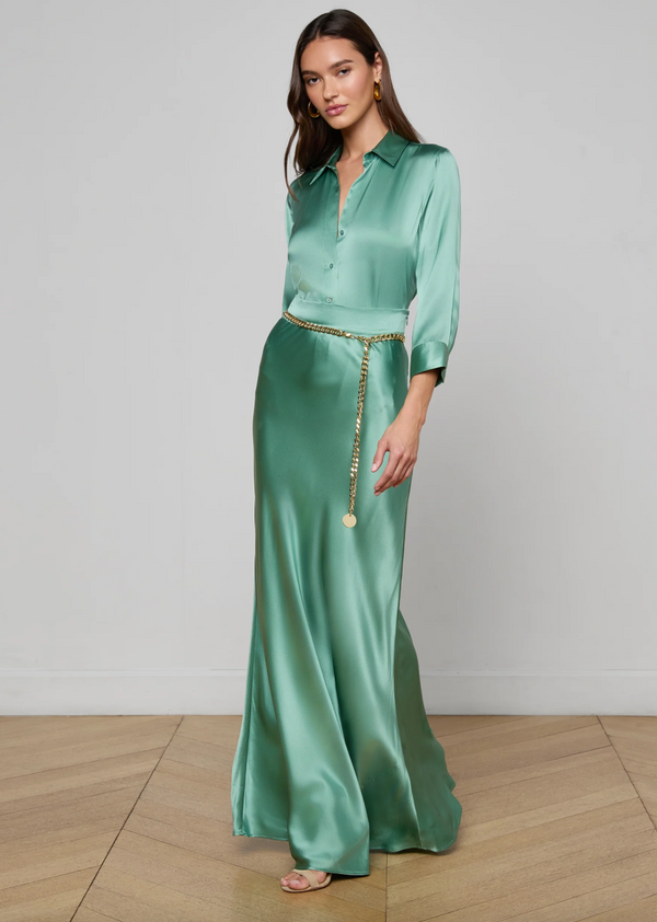 L’agence - Ryker Silk Maxi Skirt - Malachite Green