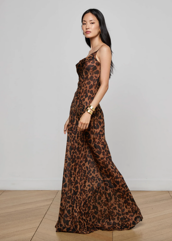 L’agence - Christine Silk Dress - Brown Multi Amur Leopard