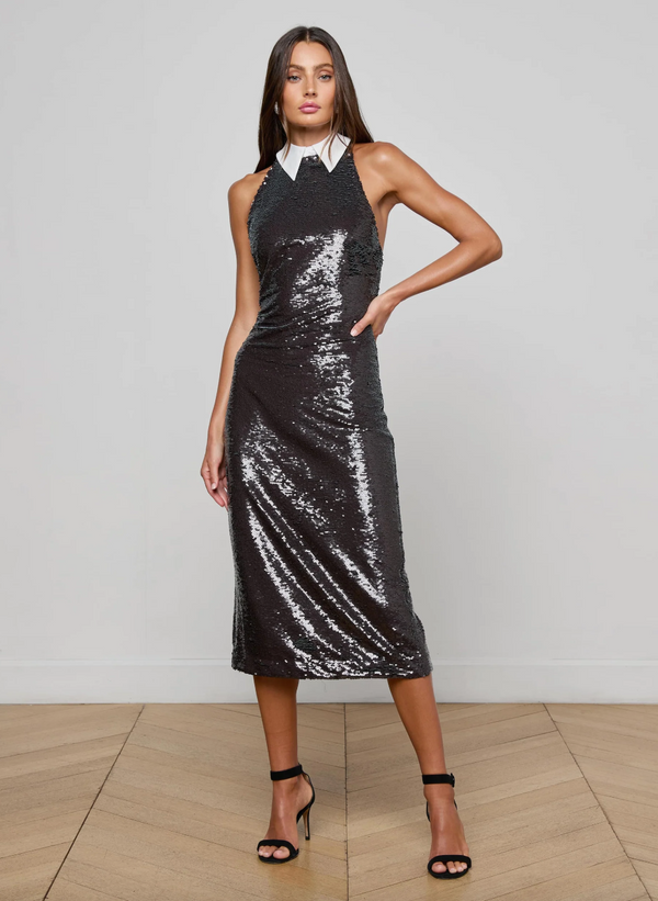 black and silver sequin dress L'agence - Lilith Sequin Dress
