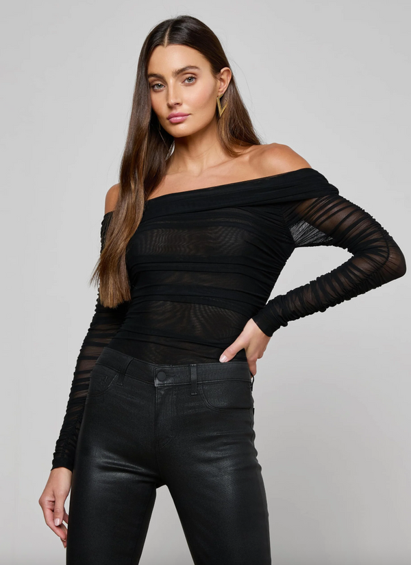 L’agence - Poppie Off-The-Shoulder Bodysuit - Black