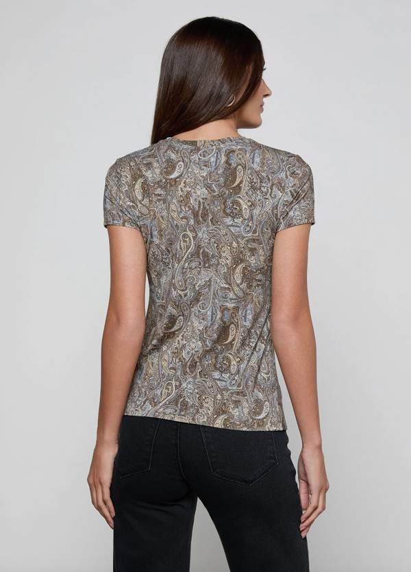 L’agence - Ressi Fitted Tee - Neutral/Blue Ditsy Paisley