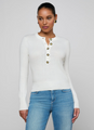 L’agence - Ronda Knit Henley Top - Ivory/Gold
