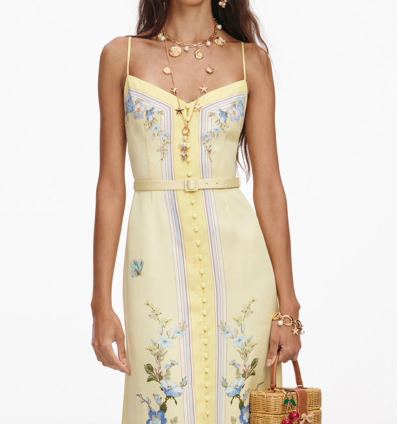 self portrait yellow midi dress Self-portrait - Floral ensure a perfect fit SILVERGLITTER Size:2X/3X Off the Shoulder Green