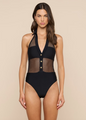L'agence - Natalya Collared One-Piece Swimsuit - Black Mesh