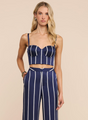 L'agence - Sonya Silk Bustier - Midnight/White Stripe
