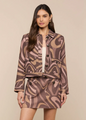 L'agence - Nyx Cropped Jacket - Sepia Brown Multi Abstract Swirl