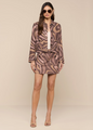 L'agence - Cyra Low-Rise Mini Skirt - Sepia Brown Multi Abstract Swirl