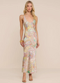 L'agence - Akiya Satin Maxi Dress - Green Multi Cluster Paisley