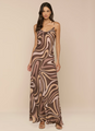 L'agence - Christine Silk Dress - Sepia Brown Multi Abstract Swirl