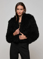 L'agence - Aura Cropped Faux Fur Jacket - Black