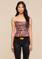 L'agence - Meliora Corset Peplum Top - Tan Multi Javan Leopard