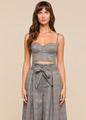 L'agence - Sonya Bustier - Beige/Black Lurex Glen Plaid