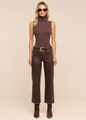 L'agence - Wanda Coated Cropped Wide-Leg Jean - Dark Java Coated