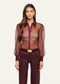 L'agence - Sophie Blouse - Deep Sangria Swiss Dot